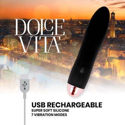 DOLCE VITA - VIBRADOR RECARGABLE FOUR NEGRO 7 VELOCIDADES