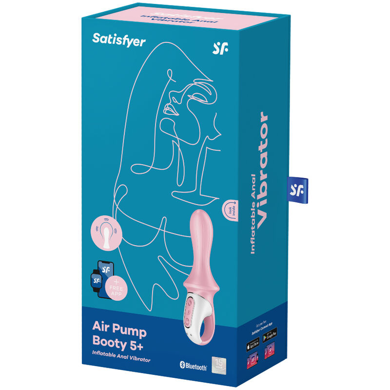 SATISFYER - AIR PUMP BOOTY 5+ VIBRADOR ANAL INFLABLE ROSA