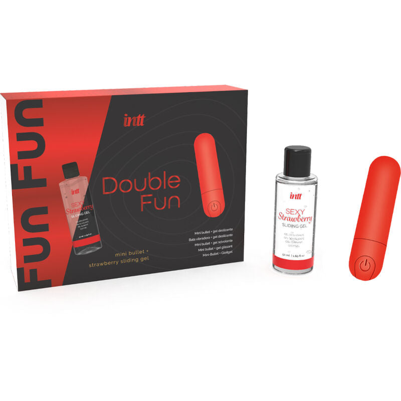 INTT RELEASES - DOUBLE FUN KIT CON BALA VIBRADORA Y GEL DE MASAJE FRESA