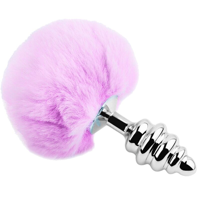 ALIVE - ANAL PLEASURE PLUG ESPIRAL METAL POMPON VIOLETA TALLA S