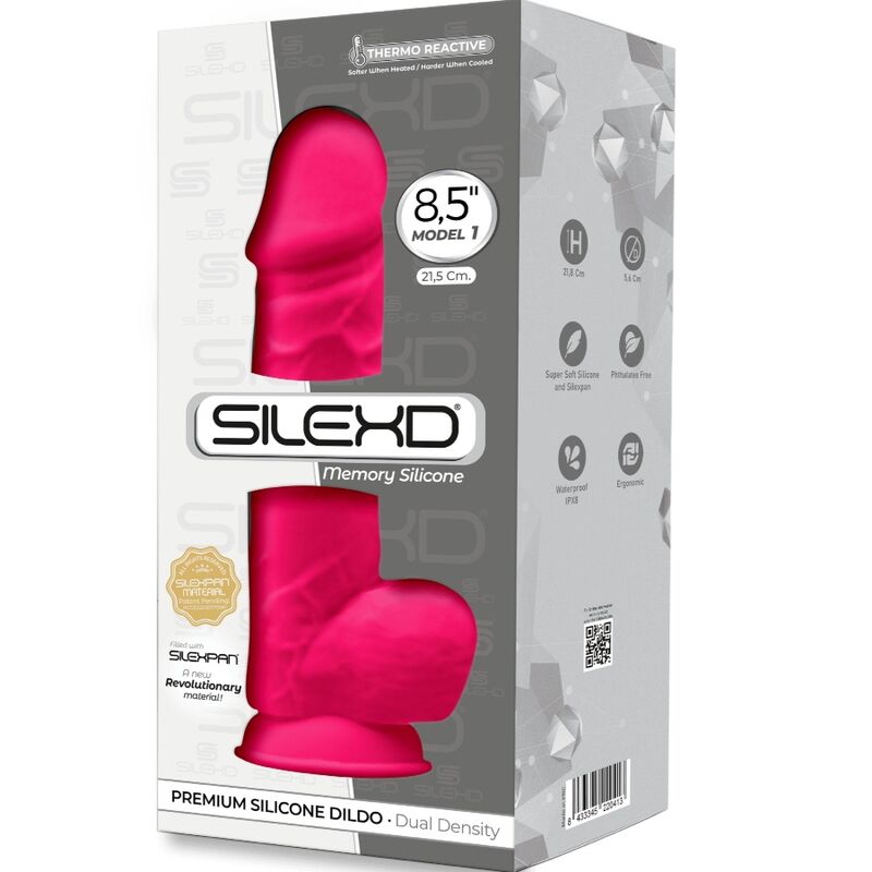 SILEXD - MODELO 1 PENE REALISTICO SILICONA PREMIUM SILEXPAN FUCSIA 21.5 CM