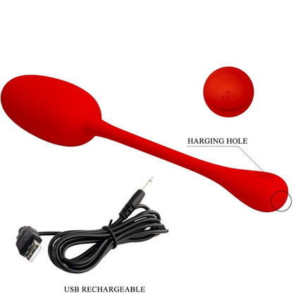 PRETTY LOVE - KNUCKER HUEVO VIBRADOR RECARGABLE ROJO