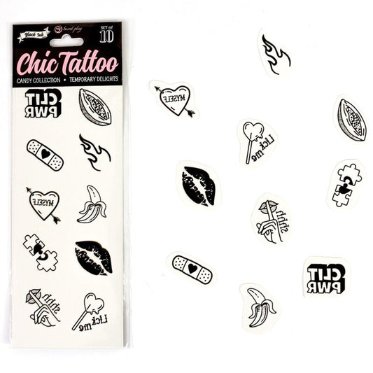 SECRET PLAY - SET DE 10 TATTOOS TEMPORALES CANDY COLLECTION