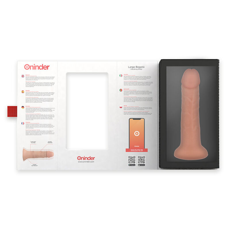 ONINDER - LARGE BOGOTÁ DILDO VIBRADOR 9 VELOCIDADES NATURAL 22 CM -O- 4.5 CM - APP GRATUITA