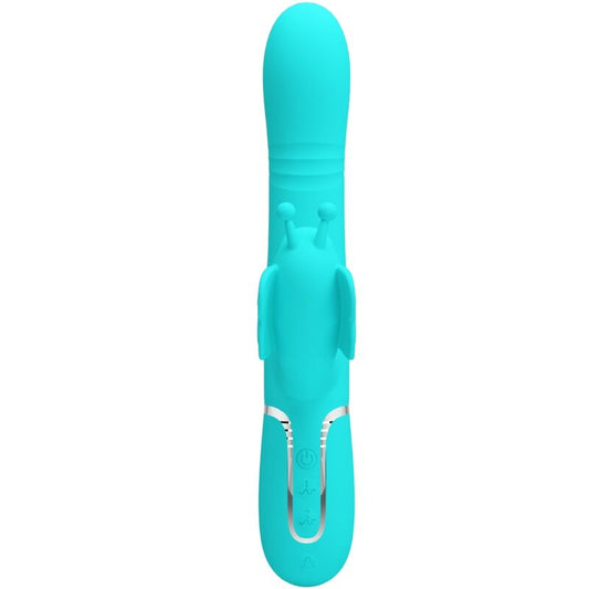 PRETTY LOVE - VIBRADOR RABBIT MULTIFUNCIÓN 4 EN 1 MARIPOSA VERDE AGUA