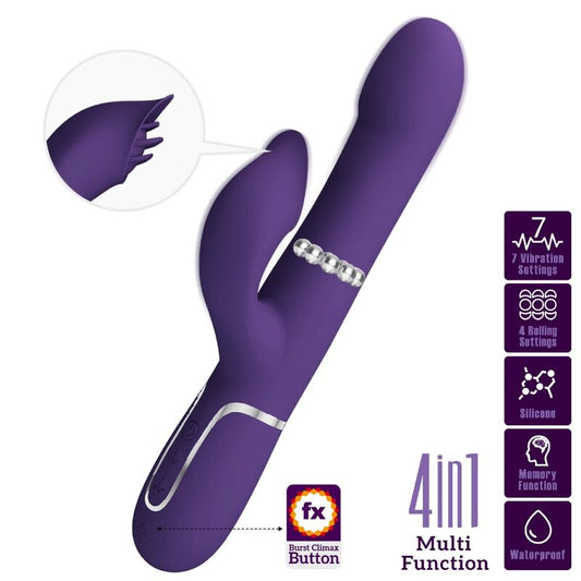 PRETTY LOVE - ZALIN VIBRADOR RABBIT PERLAS 4 EN 1 MORADO