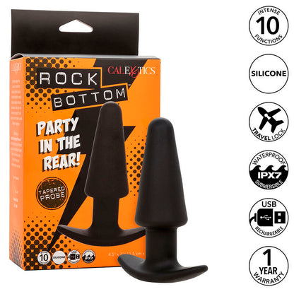 CALEXOTICS - ROCK BOTTOM PLUG ANAL CÓNICO 10 VIBRACIONES SILICONA NEGRO