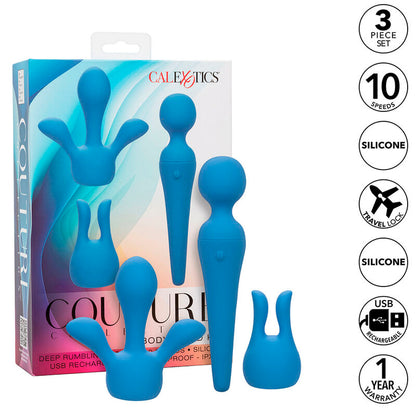 CALEXOTICS - COUTURE KIT VIBRADOR WAND 10 VIBRACIONES AZUL