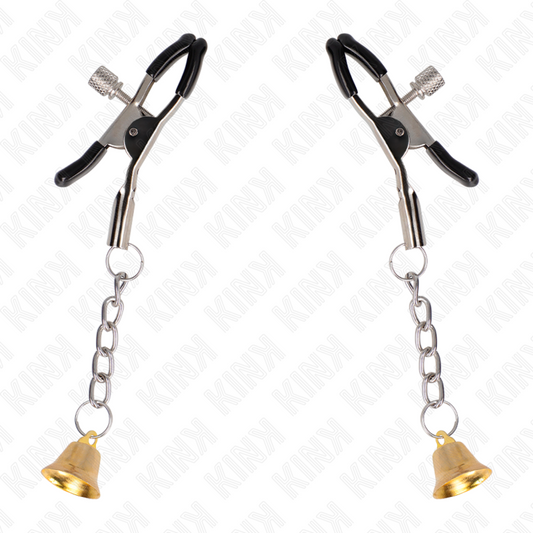 KINK - PINZAS PARA PEZONES CON COLGANTE DE CAMPANA DORADO 6 CM