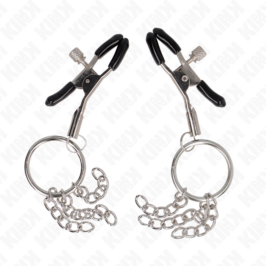 KINK - PINZAS PARA PEZONES CON ARO Y PEQUEÑAS CADENAS PLATEADO 6 CM