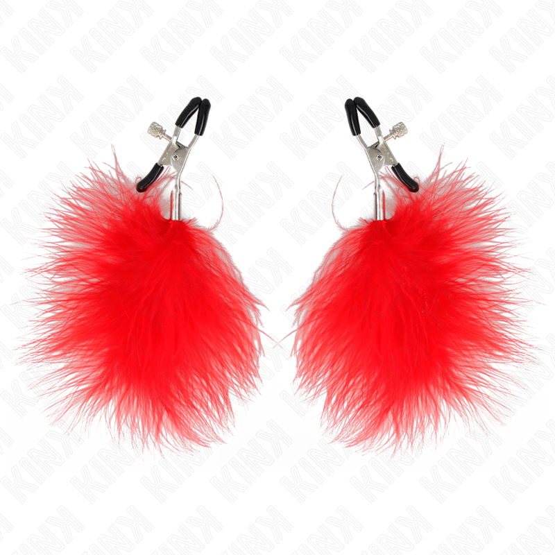 KINK - PINZAS PARA PEZONES CON PLUMA ROJO 7 CM