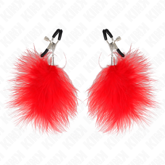 KINK - PINZAS PARA PEZONES CON PLUMA ROJO 7 CM