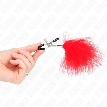 KINK - PINZAS PARA PEZONES CON PLUMA ROJO 7 CM