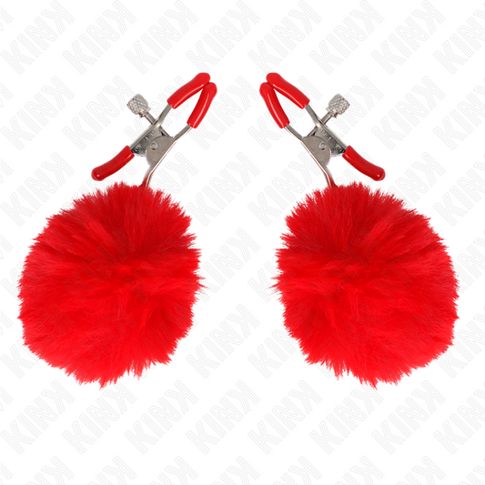 KINK - PINZAS PARA PEZONES CON POMPÓN ROJO 6 CM