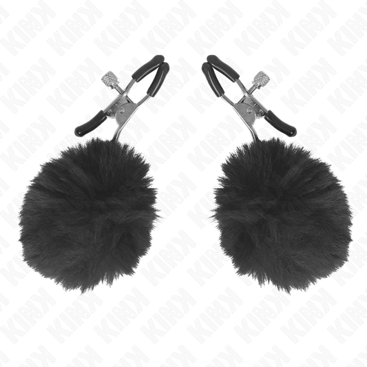 KINK - PINZAS PARA PEZONES CON POMPÓN NEGRO 6 CM