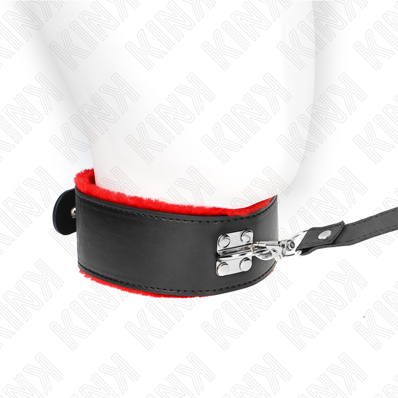 KINK - COLLAR CON CORREA 116 CM DE PIEL ROJO AJUSTABLE 40-48 CM X 6 CM