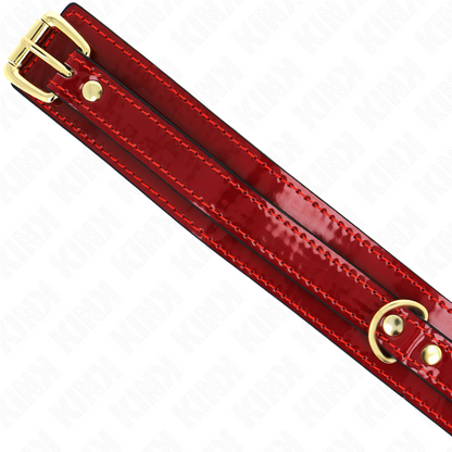 KINK - COLLAR AJUSTABLE ROJO VINO DETALLES DORADOS 29-42.5 CM X 4 CM