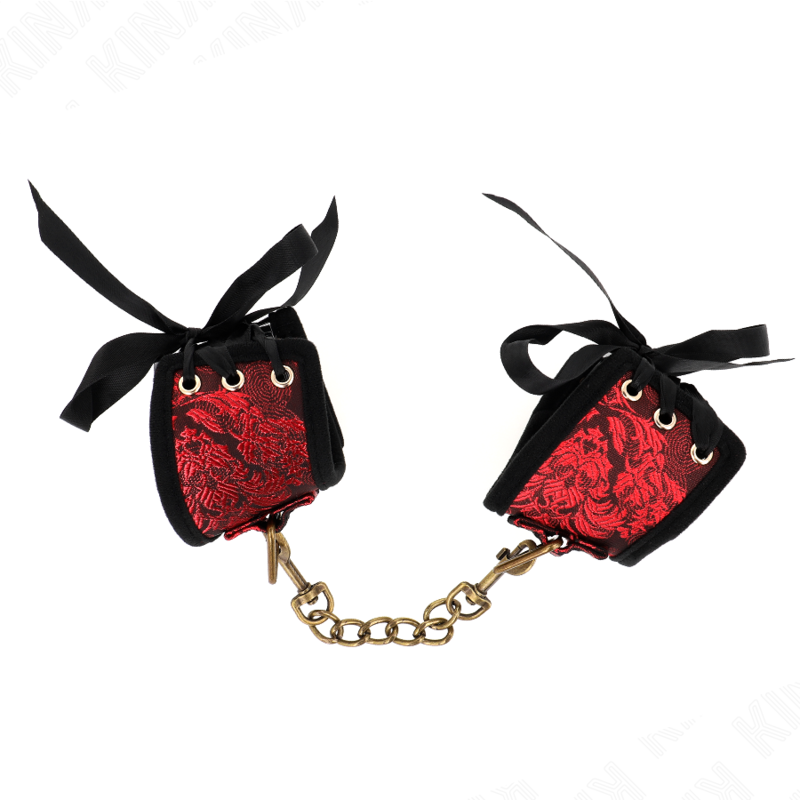 KINK - MUÑEQUERAS DISEÑO ESCÁNDALO ROJO-NEGRO DETALLE LAZO 24.5 CM X 6.5 CM