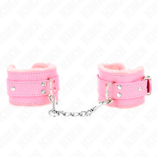 KINK - MUÑEQUERAS FORRADAS ROSA CON CORREA ROSA AJUSTABLE 20-29 CM X 5.5 CM