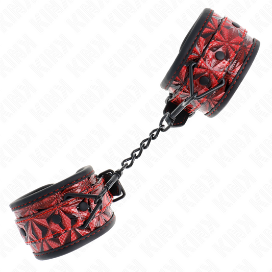 KINK - MUÑEQUERAS CON PATRÓN DE DIAMANTES ROJO OSCURO AJUSTABLE 17-26 CM X 5.5 CM