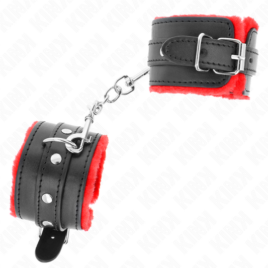 KINK - MUÑEQUERAS FORRADAS PREMIUM ROJO CON CORREA NEGRO AJUSTABLE 17-29 CM X 6 CM