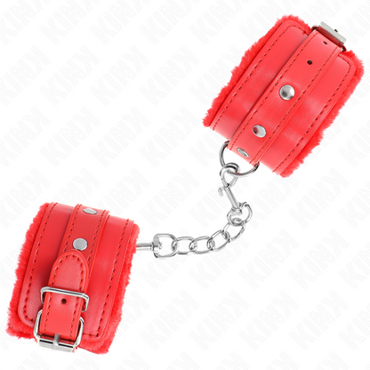 KINK - MUÑEQUERAS FORRADAS PREMIUM ROJO CON CORREA ROJO AJUSTABLE 17-29 CM X 6 CM