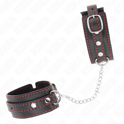 KINK - MUÑEQUERAS PEQUEÑA NEGRO CON DETALLES EN ROJO AJUSTABLE 14-24 CM X 3.5 CM