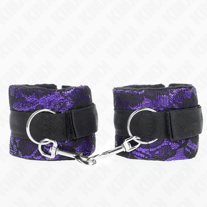 KINK - MUÑEQUERAS CORTAS DE ENCAJE TERCIOPELO Y UNIÓN DE NYLON VIOLETA/NEGRO 23 X 6.5 CM