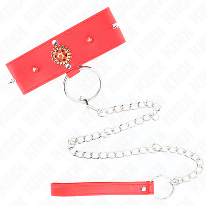 KINK - COLLAR CON CORREA 65 CM CUELLO DE DIAMANTES ROJO AJUSTABLE 35-51 CM X 7 CM