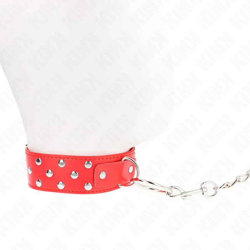 KINK - COLLAR CON CORREA 65 CM REMACHE ANILLA ROJO AJUSTABLE 36-50 CM X 3.8 CM