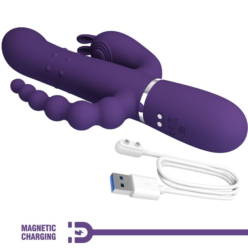 PRETTY LOVE - CAMMY TRIPLE VIBRADOR MULTIFUNCIÓN 4 EN 1 MORADO