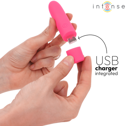 INTENSE - SYMONE BALA VIBRADORA RECARGABLE POR USB 8 VIBRACIONES ROSA 10 X 2.2 CM