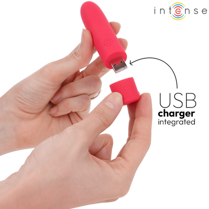 INTENSE - SYMONE BALA VIBRADORA RECARGABLE POR USB 8 VIBRACIONES ROJO 10 X 2.2 CM