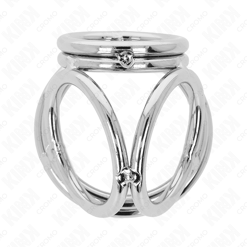 KINK - ANILLO PENE TRIPLE METAL CROMADO 3.8 CM A 5 CM MODELO 1