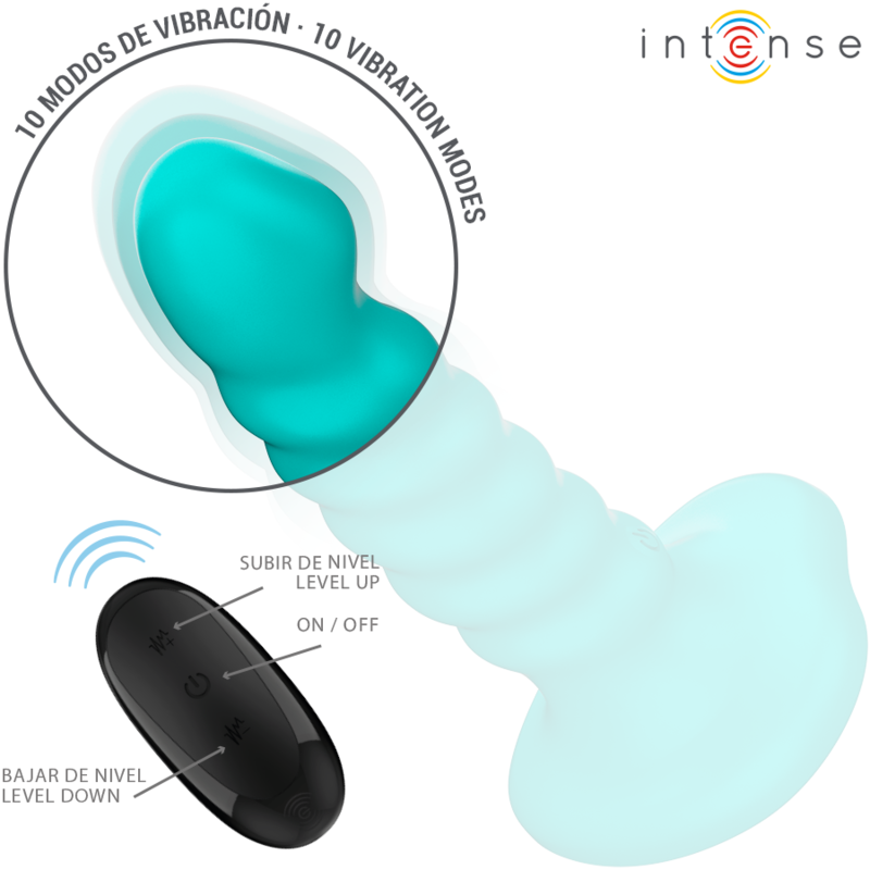 INTENSE - BUFFY VIBRADOR TALLA S DISEÑO EN ESPIRAL 10 VIBRACIONES AZUL CONTROL REMOTO