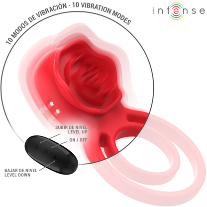 INTENSE - GAIL ROSA ESTIMULADORA 10 VIBRACIONES ROJO CONTROL REMOTO