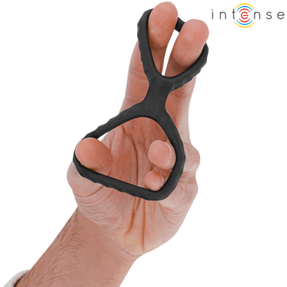 INTENSE - DEWEY ANILLO DOBLE PARA PENE SILICONA NEGRO MODELO 2