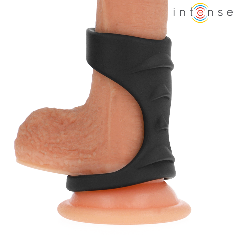 INTENSE - THEO ANILLO DOBLE PARA PENE SILICONA NEGRO MODELO 3