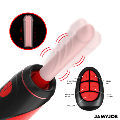 JAMYJOB - PYSTON BASE MASTURBADOR AUTOMÁTICO CON DILDO CONTROL REMOTO