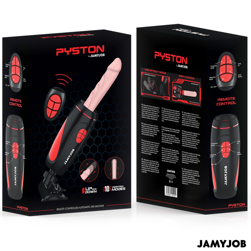 JAMYJOB - PYSTON BASE MASTURBADOR AUTOMÁTICO CON DILDO CONTROL REMOTO