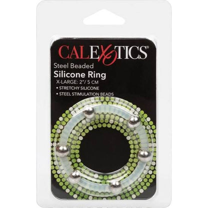 CALEXOTICS - ANILLO DE SILICONA CON CUENTAS DE ACERO TALLA XL