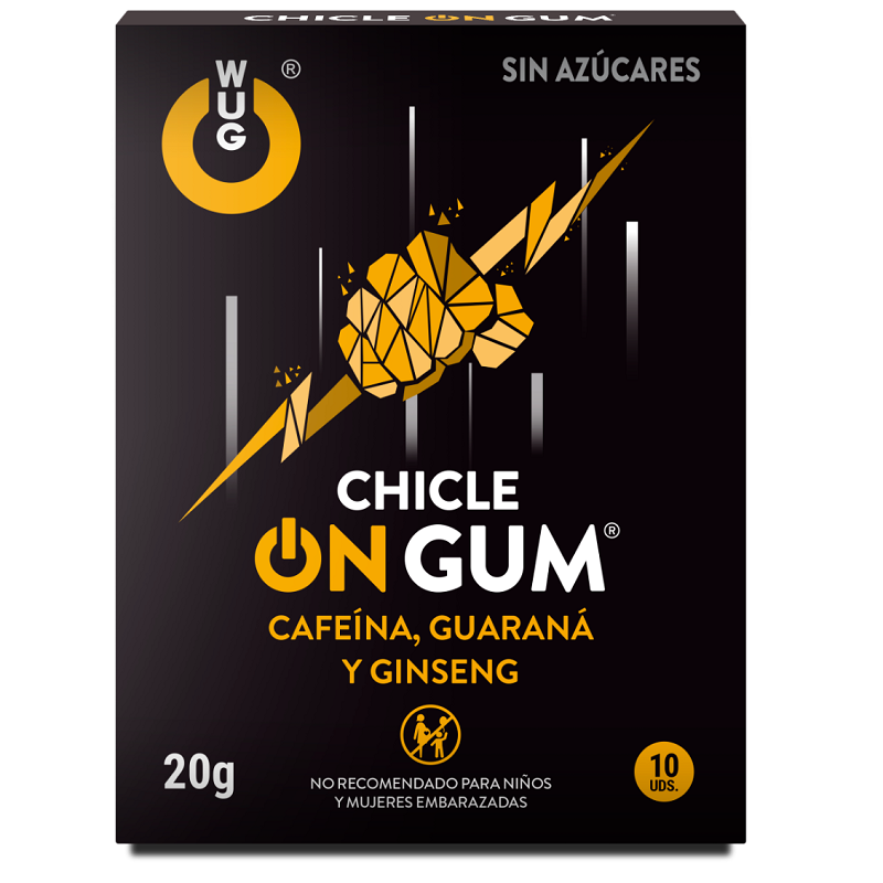 WUG GUM - ON CHICLE CAFEÍNA, GINSENG Y GUARANÁ 10 UNIDADES