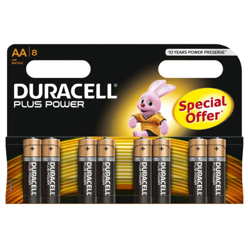 DURACELL - PLUS POWER PILA ALCALINA AA LR6 BLISTER*8