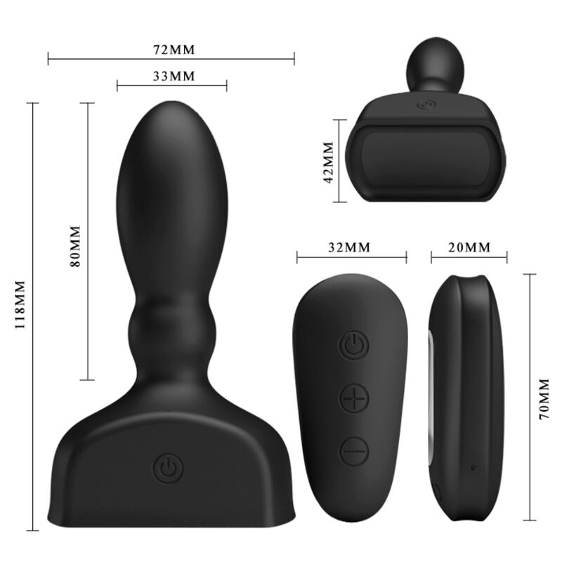 MR PLAY - PLUG ANAL HINCHABLE NEGRO CONTROL REMOTO