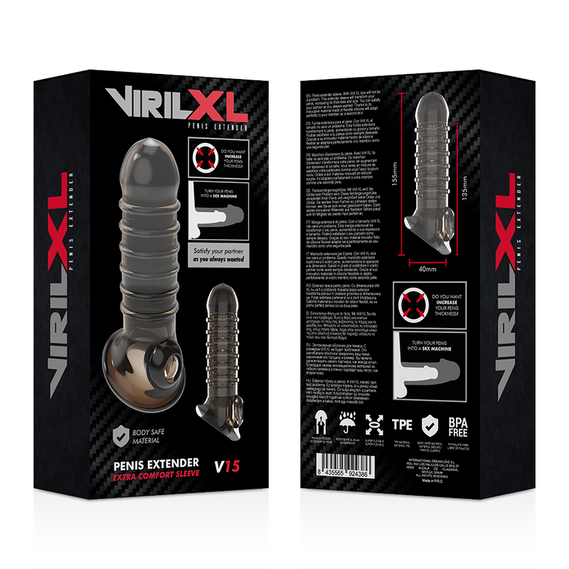 VIRILXL - EXTENSION Y FUNDA  DE PENE  V15 NEGRO